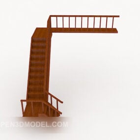Escalier en bois massif marron modèle 3D