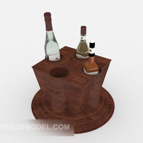 نموذج رف النبيذ الخشبي ثلاثي الأبعاد