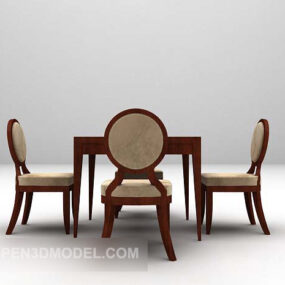 Ruskea pöytä ja tuolit Elegant Design 3D-malli