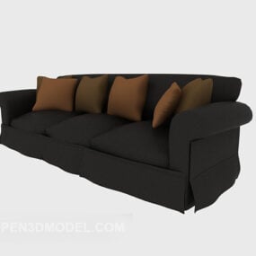 Brown Three-person Sofa 3d model