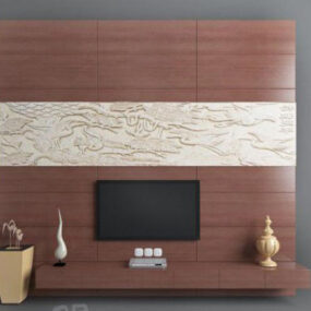 Brown Wood Background Wall Furniture 3d model
