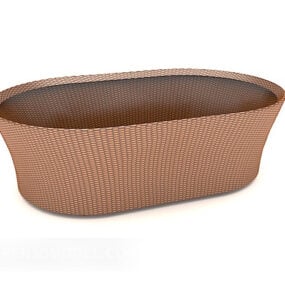 Brown Wood Basket 3d model