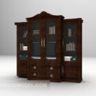 3д модель книжного шкафа из коричневого дерева