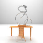 Brown Wood Stool With Sculpture Shape