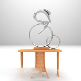 Brown Wood Stool With Sculpture Shape 3d model