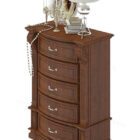 Brown Wood High Cabinet With Tableware