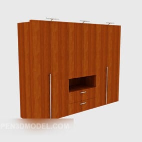 Ruskea puinen vaatekaappi kotiin 3D-malli