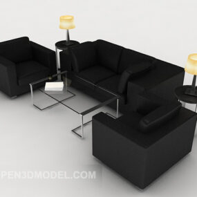 Mẫu ghế sofa màu đen dành cho doanh nghiệp chất liệu da 3d