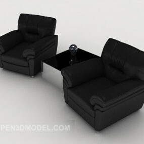 Business Black Single Sofa Combination 3d-modell