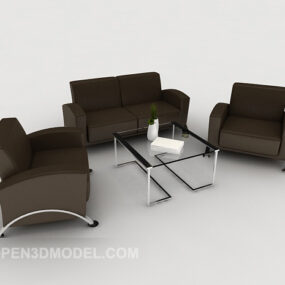 Model 3d Sofa Kombinasi Coklat Gelap Bisnis