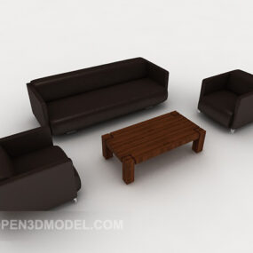 Biznesowa ciemnobrązowa minimalistyczna sofa Model 3D