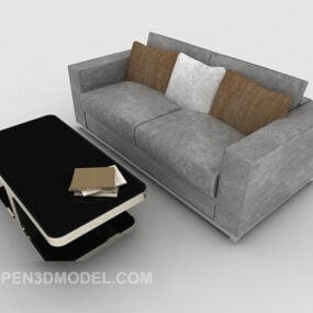 Model 3d Sofa Double Simple Kelabu Perniagaan