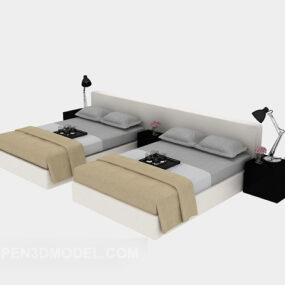 Business Grey Single Bed Combination 3d model