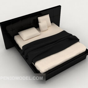 Business Simple Black Double Bed 3d-modell