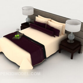 Biznesowy prosty model podwójnego łóżka 3D