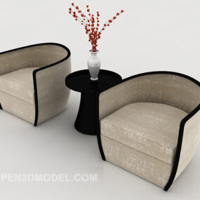 Biznesowe proste krzesło stołowe Model 3D