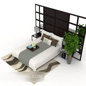 Business Simple White Double Bed 3d model