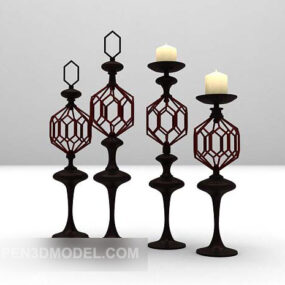 Black Iron Candlestick Lamp 3d model