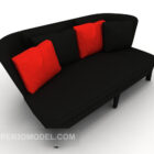 Casual Black Double Sofa