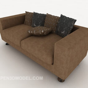 Uformell brun dobbel sofa 3d-modell