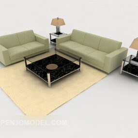 休闲绿色组合沙发3d模型
