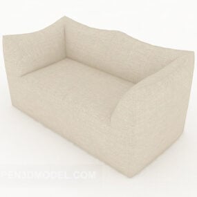 Casual Grey Simple Double Sofa 3d model