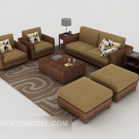 休闲家用棕色组合沙发3d模型