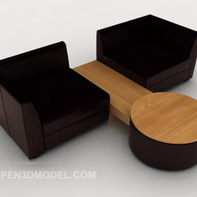 עיצוב מזדמן חום כהה כיסא שולחן סט דגם תלת מימד