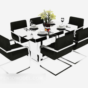 Model 3d Kursi Meja Makan Ireng Putih