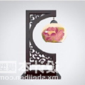Chinese Screen With Hanging Lamp Decor 3d model