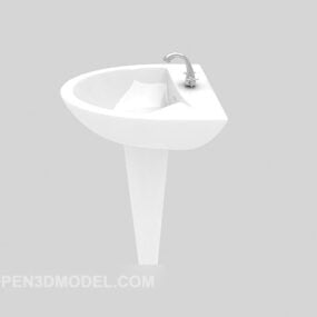 Sinki Putih Seramik Untuk Bilik Mandi model 3d