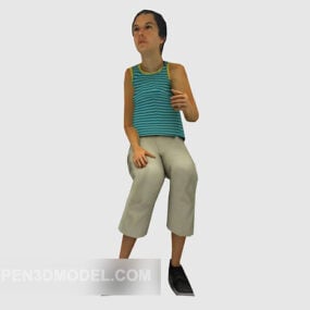 女性坐性格3d模型