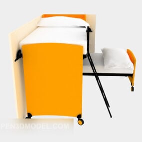 سرير أطفال بطابقين لون أصفر نموذج ثلاثي الأبعاد