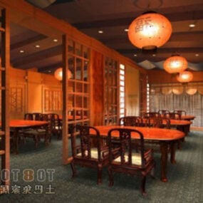 Nội thất nhà hàng Trung Quốc Mô hình nội thất 3d