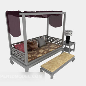 3D model čínské tradiční postele