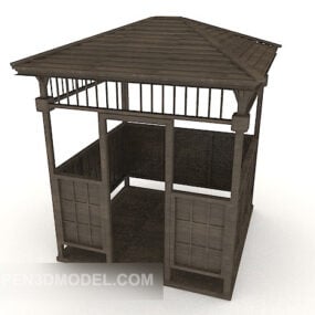 Asian Wood Hut Building 3d-model