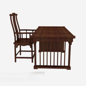 โต๊ะบาร์จีนเก้าอี้ไม้โมเดล 3 มิติ