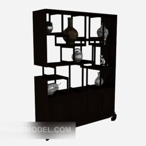 Mô hình 3d tủ trưng bày màu đen Trung Quốc