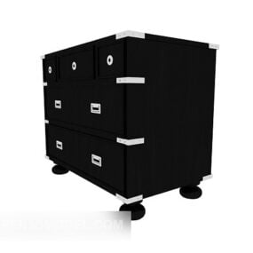 Chinese Black Solid Wood Cabinet 3d model