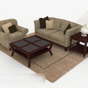Китайський коричневий комбінований диван 3d модель