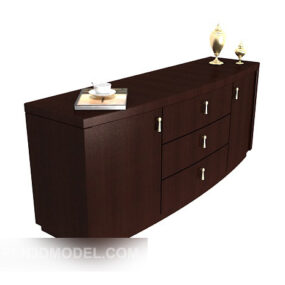 Chinese Brown Solid Wood Cabinet 3d model