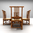 Meja Makan Cina dan Kerusi Belakang Tinggi