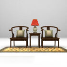 Chinese Vintage Brown Table And Chair Carpet
