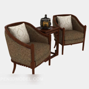 Chinese Casual Sofa, Side Table 3d model