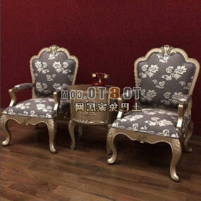 Chinese Vintage Table Chair Furniture Set 3d model
