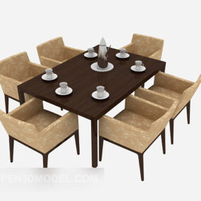 3д модель китайского повседневного стола и стульев