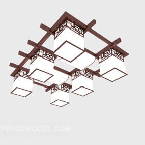 Chinese Wood Ceiling Lamp 3d model