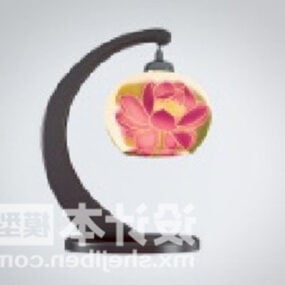 3d модель китайской керамической настольной лампы на стойке