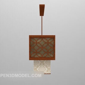 Chinese Carving Wooden Shade Chandelier 3d model