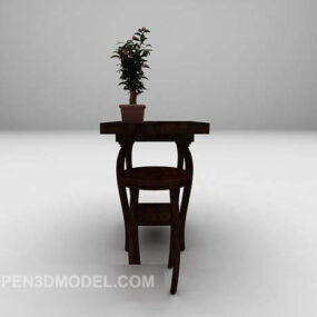 Chinese Dark Wooden Coffee Table 3d model